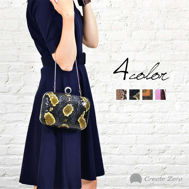 楽天市場】【1日限定P11倍】 パーティーバッグ パイソン 結婚式 がま口