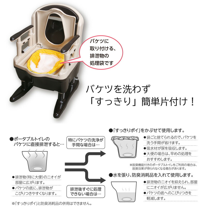 ポータブルトイレ用処理袋 すっきりポイ アロン化成 安寿 30枚入3個