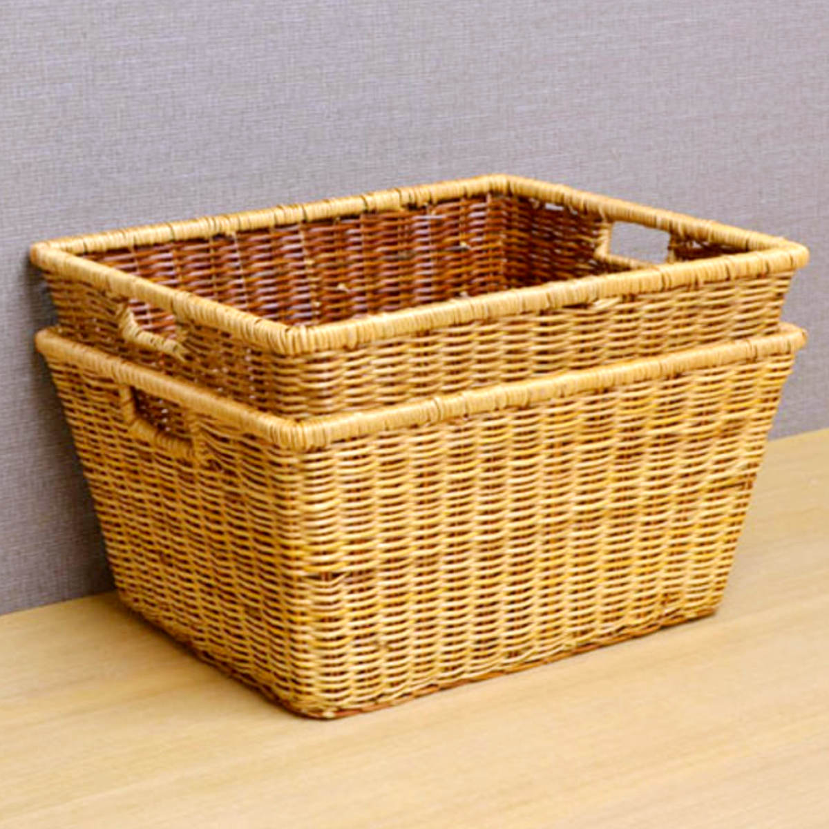 楽天市場】かご バスケット 収納 約 幅42×奥行33.5×高さ21.5cm 天然