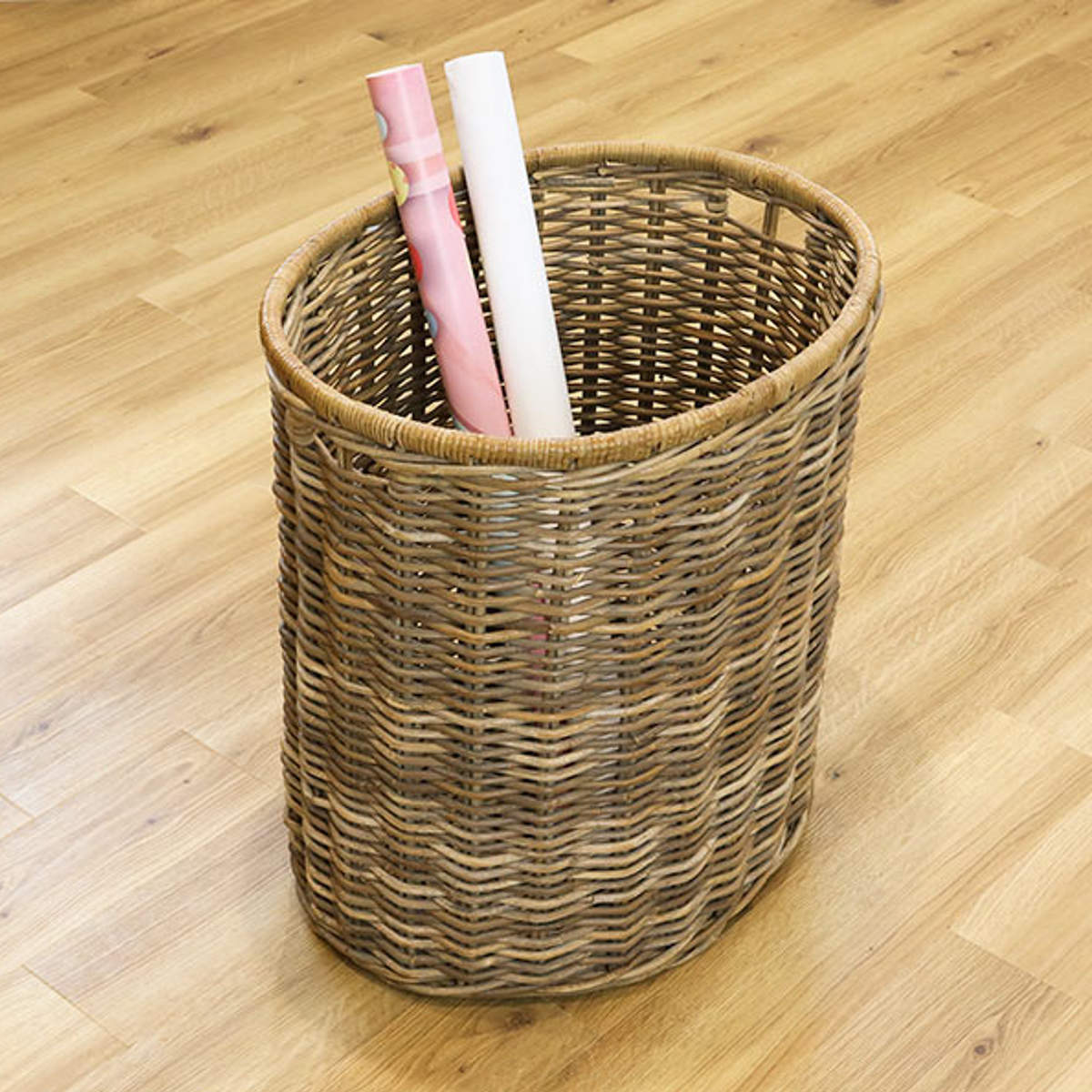 楽天市場】バスケット ラタン 幅66×奥行53×高さ69 持ち手付き かご