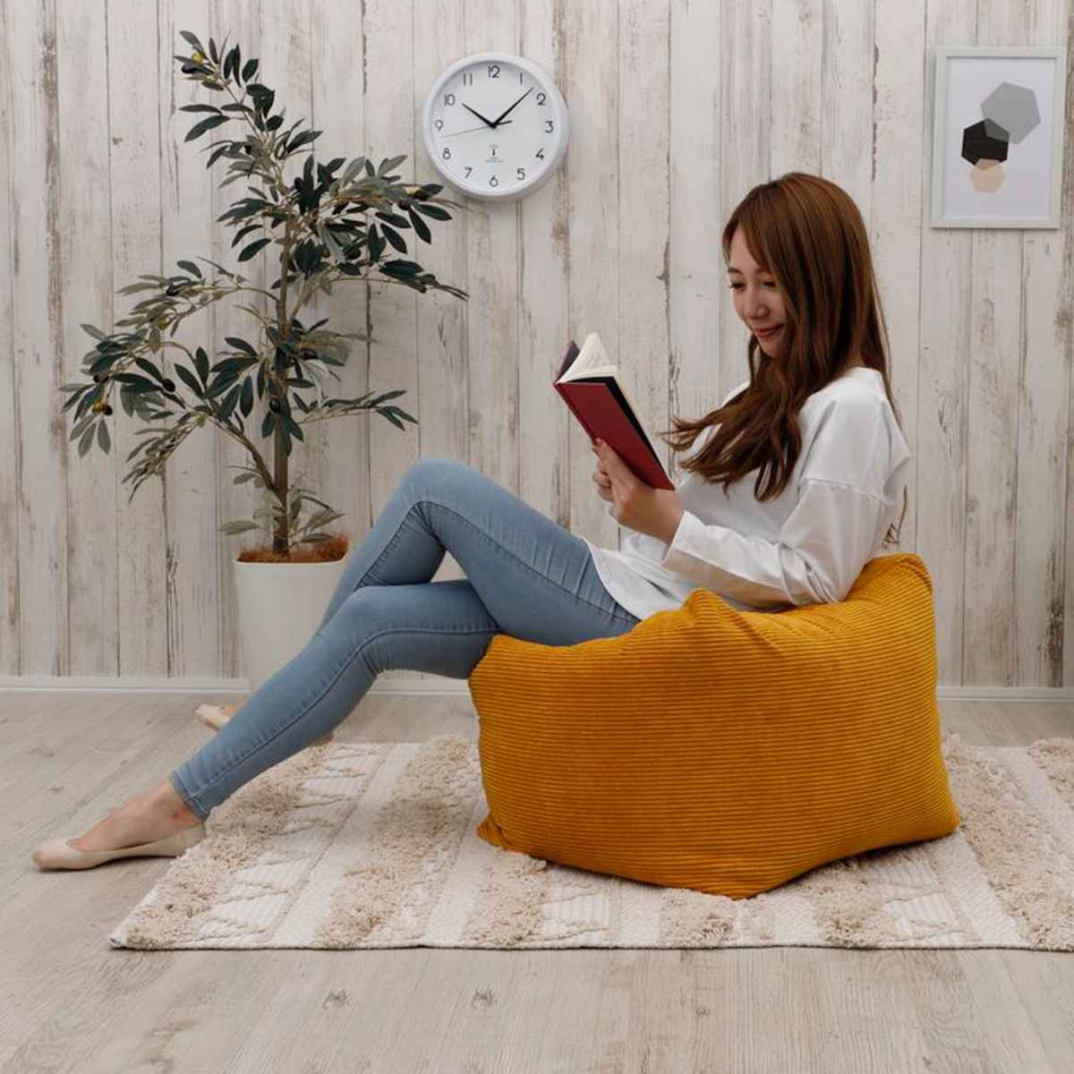 LOOSY コーデュロイ ビーズクッション ベージュ