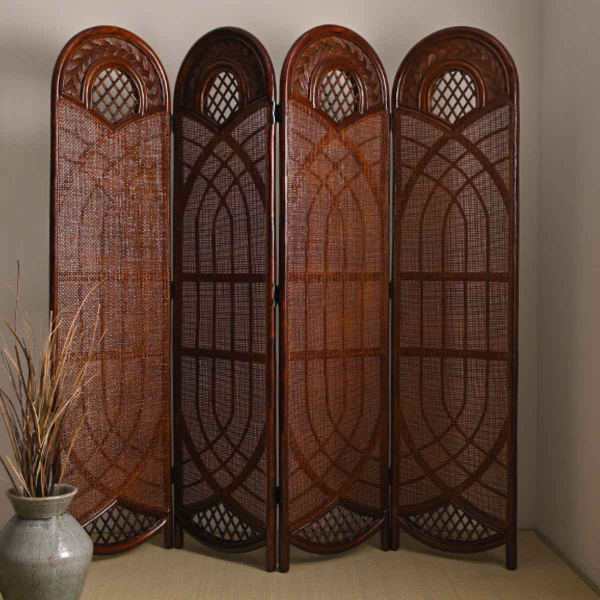 楽天市場】籐 スクリーン 間仕切り 4連 畳める （ ラタン