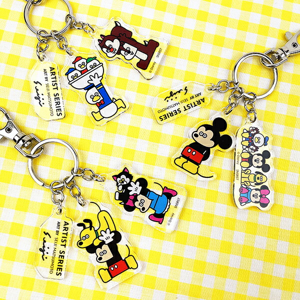 ディズニー 3連アクリルキーホルダー ミッキー ミニー C イエロー Disney