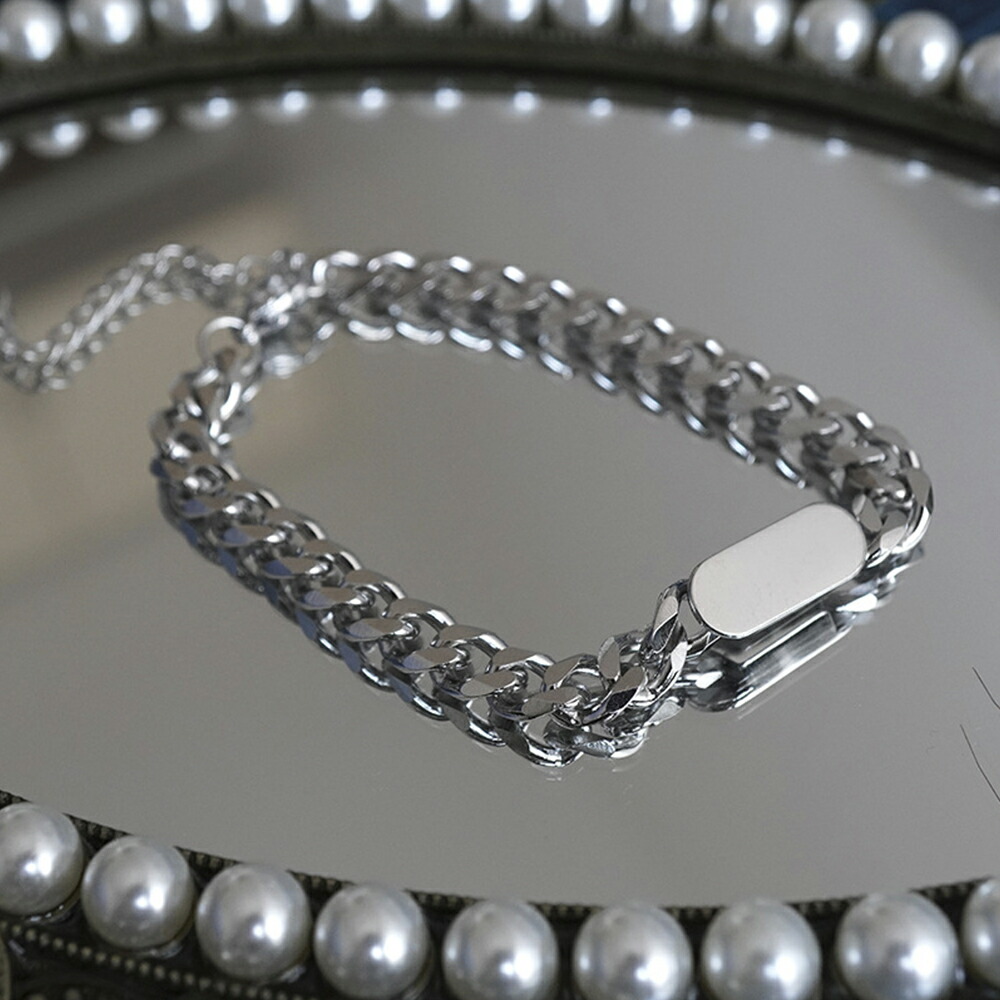 楽天市場】チェーンブレスレット プレート シルバー IDブレスレット