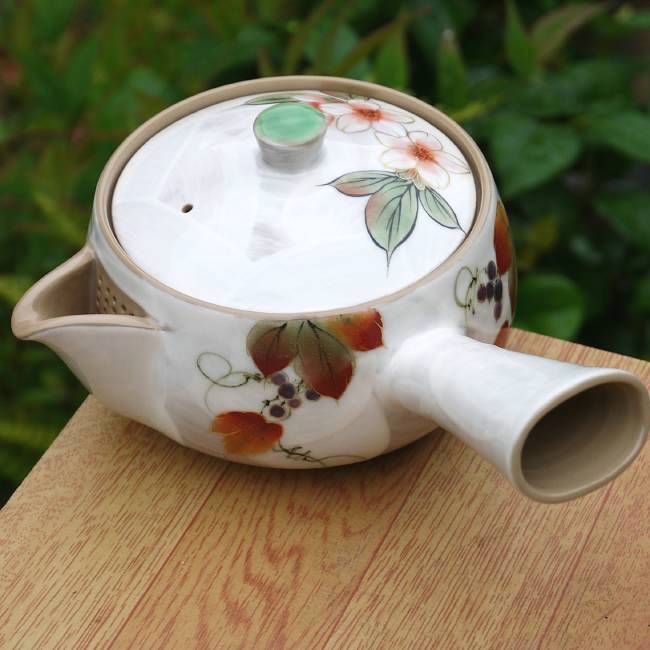 白掛彩草花急須 陶あん - 京焼清水焼 松韻堂