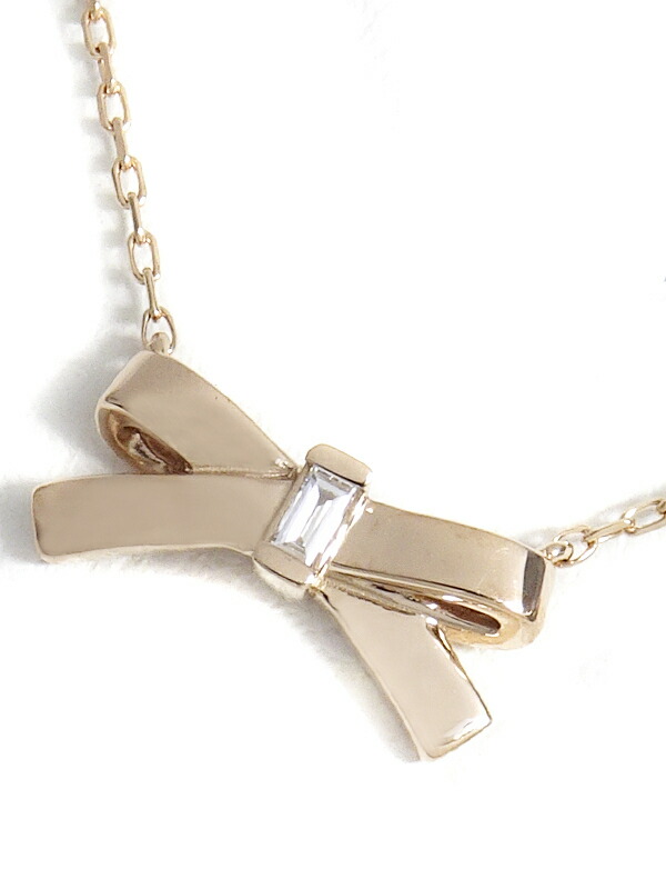 AHKAH】アーカー『K18PG プチリュバンローズ ネックレス 1Pダイヤ』1