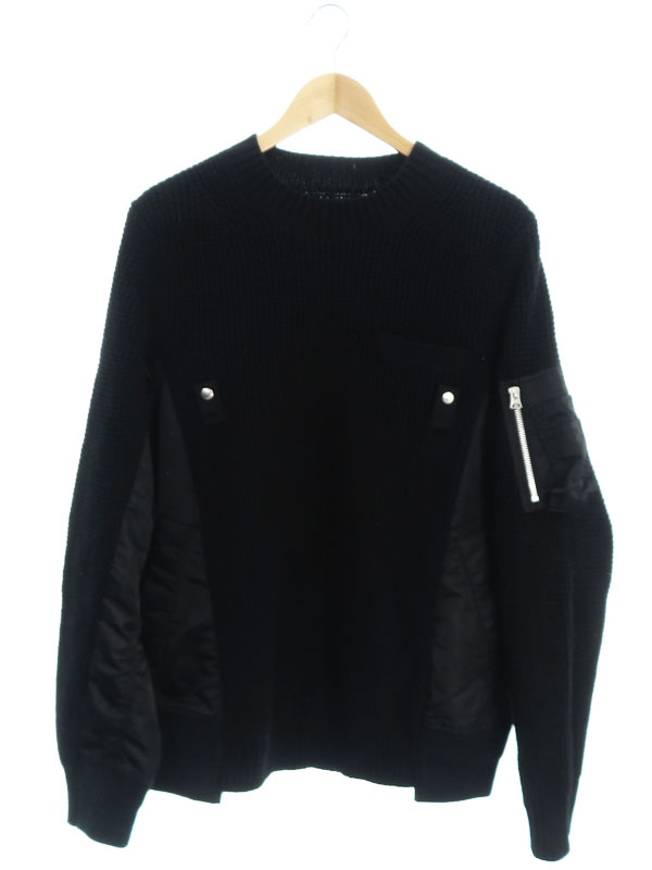 sacai】サカイ『MA-1 ウールニット プルオーバー size3』SCM-031