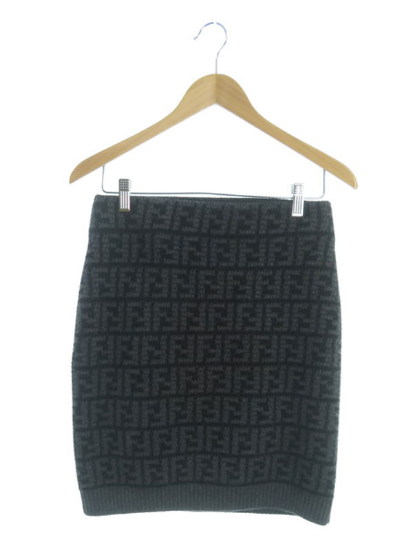 FENDI】フェンディ『FFロゴ ズッカ柄 カシミヤスカート size42』FZQ686