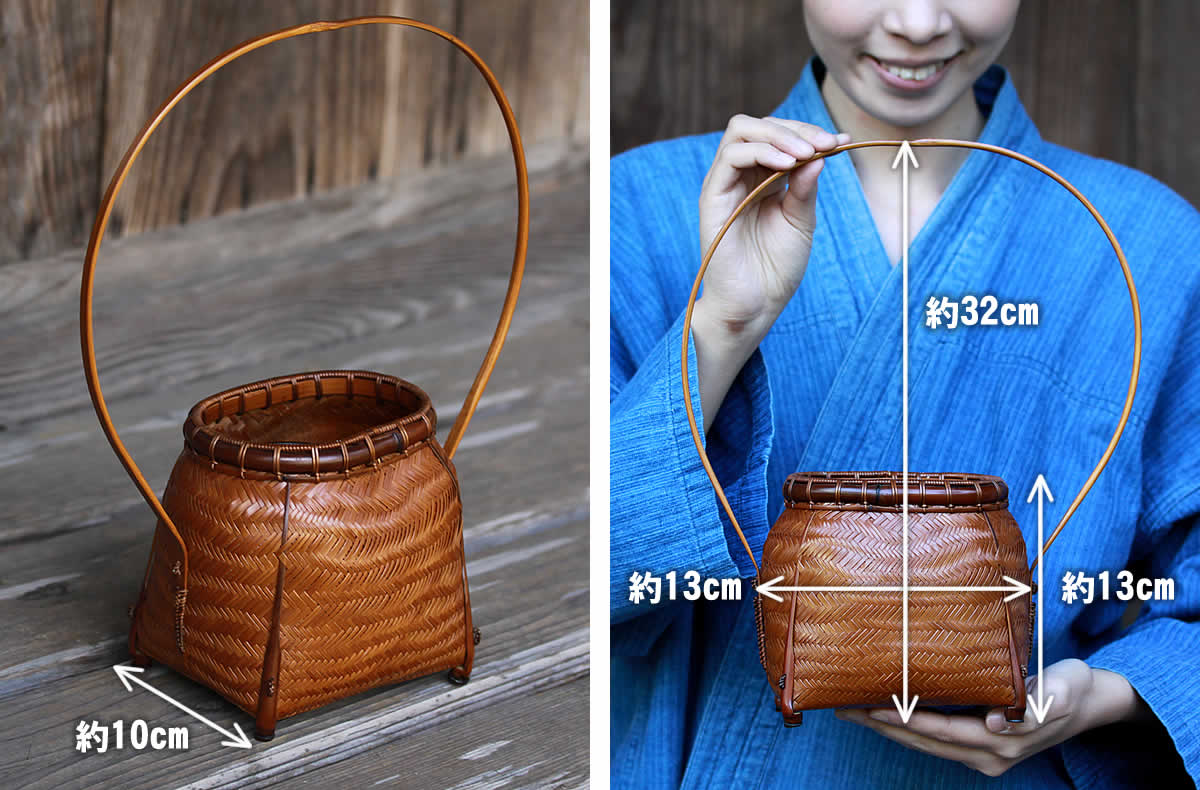 楽天市場】【一点限り】渡辺竹清作 煤竹花篭（口楕円手付）（Japanese