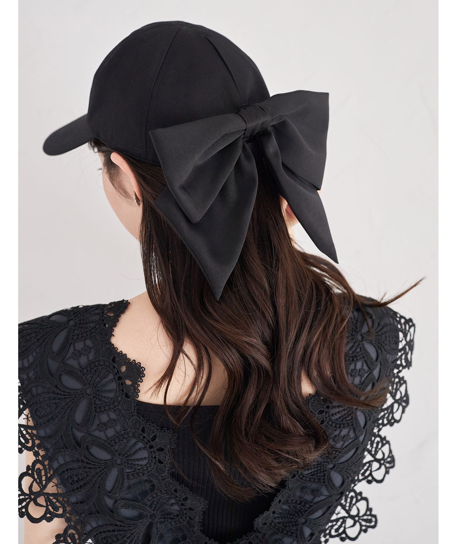エントワフェイン オリビア キャップ ブラック レース リボン エントワ