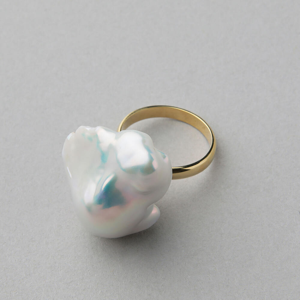 楽天市場】《Unique+ 》淡水真珠 リング 20mmUP K18YG バロック パール