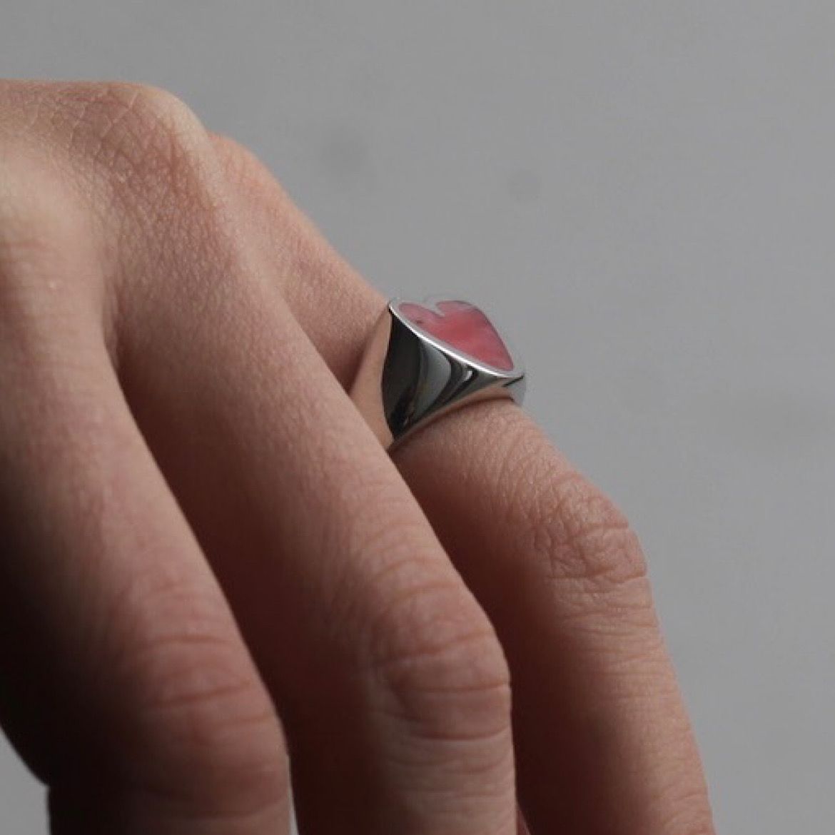 PREEK - 【お取り寄せ注文可能】Rough Heart Pink Opal Stone Ring