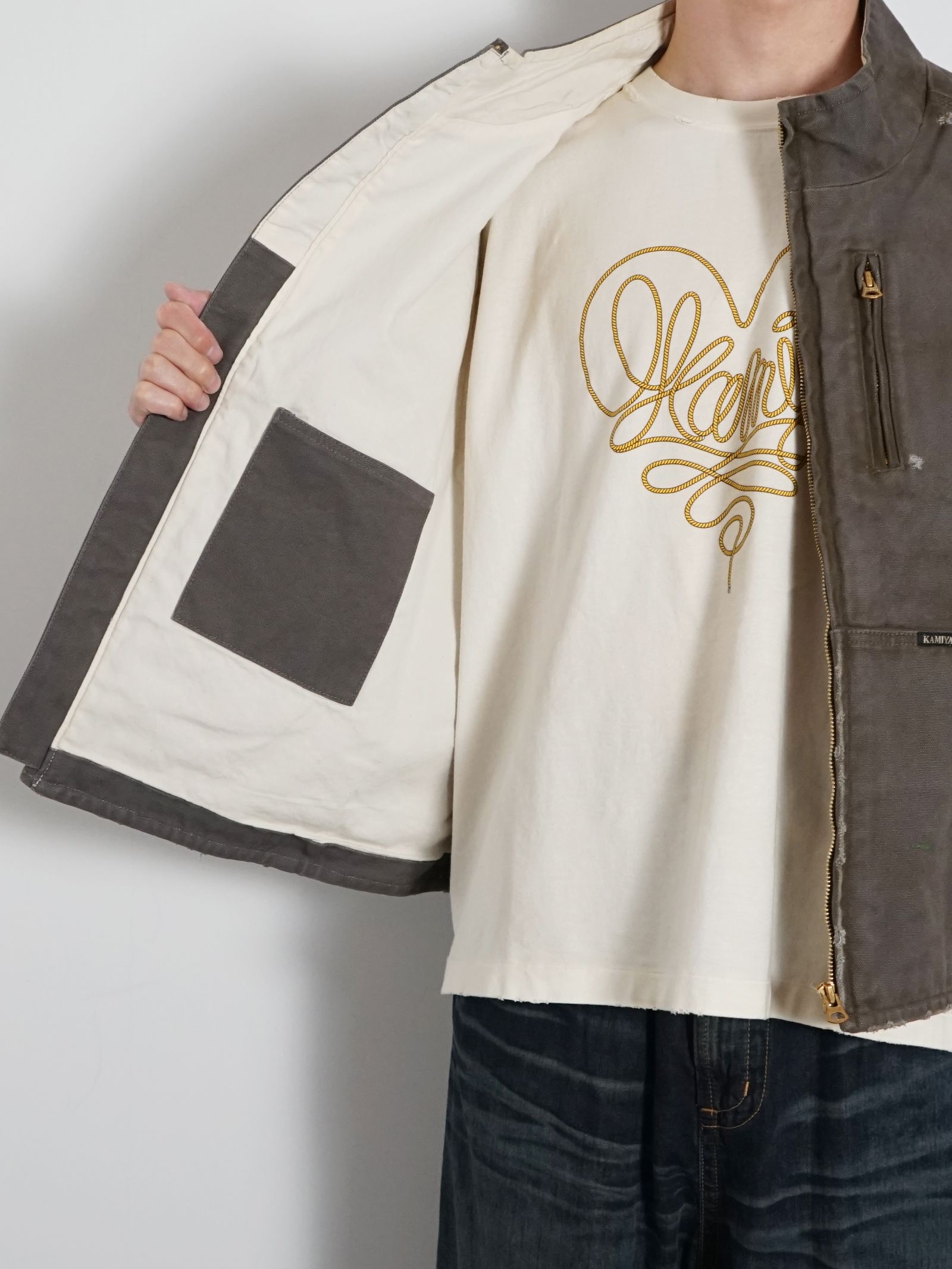 KAMIYA - ボロダックベスト - BORO Duck Vest GREY | ADDICT WEB SHOP