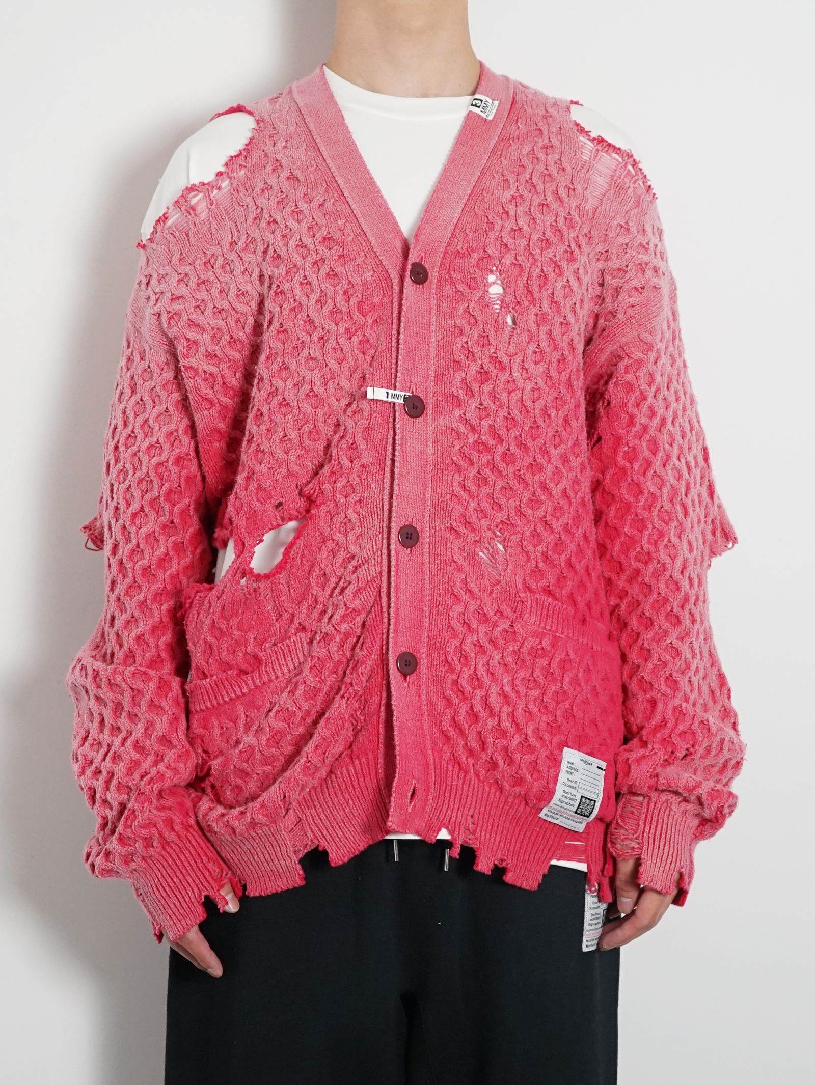 ミハラヤスヒロ グランジ ダメージ加工 カーディガン MAISON MIHARA