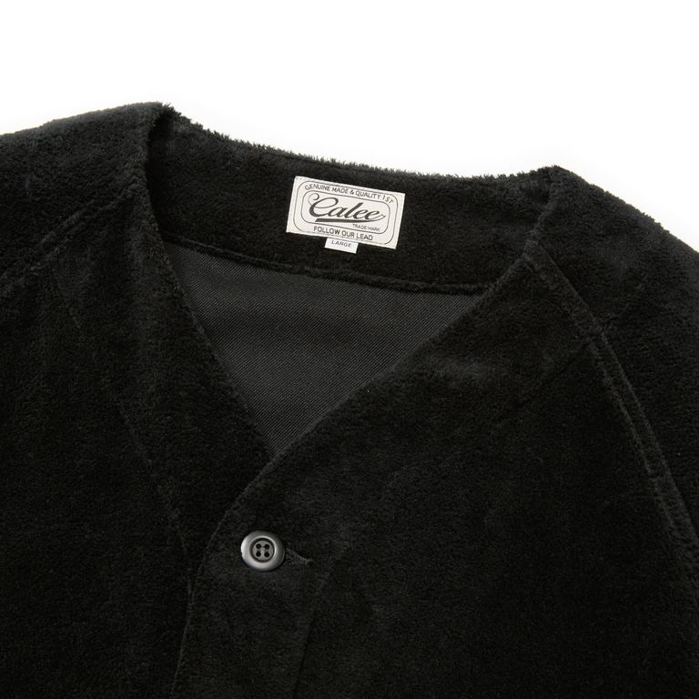 CALEE - CT FLEECE BOA NO COLLAR JACKET (BLACK)｜コットンフリース