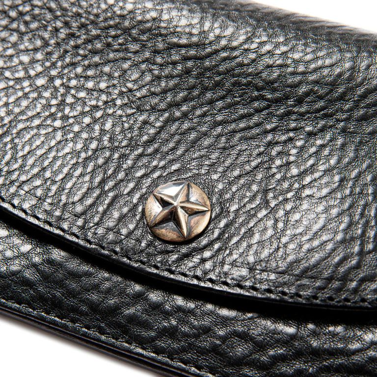 CALEE - SILVER STAR CONCHO LEATHER LONG WALLET (BLACK) / シルバー