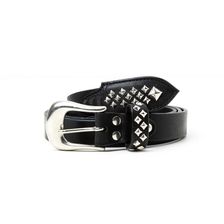 CALEE - STUDS LEATHER NARROW BELT ＜TYPE B＞ (BLACK) / スタッズ