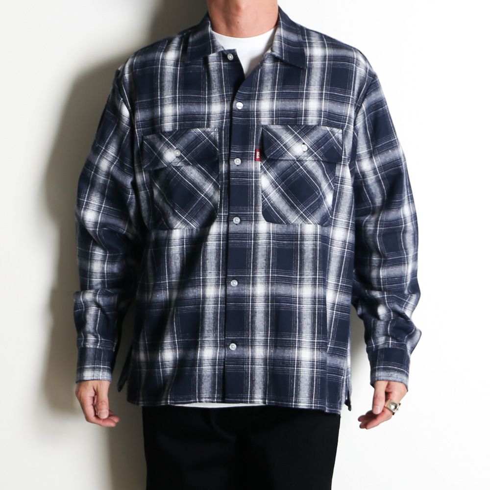 HideandSeek - Ombre Check L/S Shirt (26ss) - Blue / オンブレ