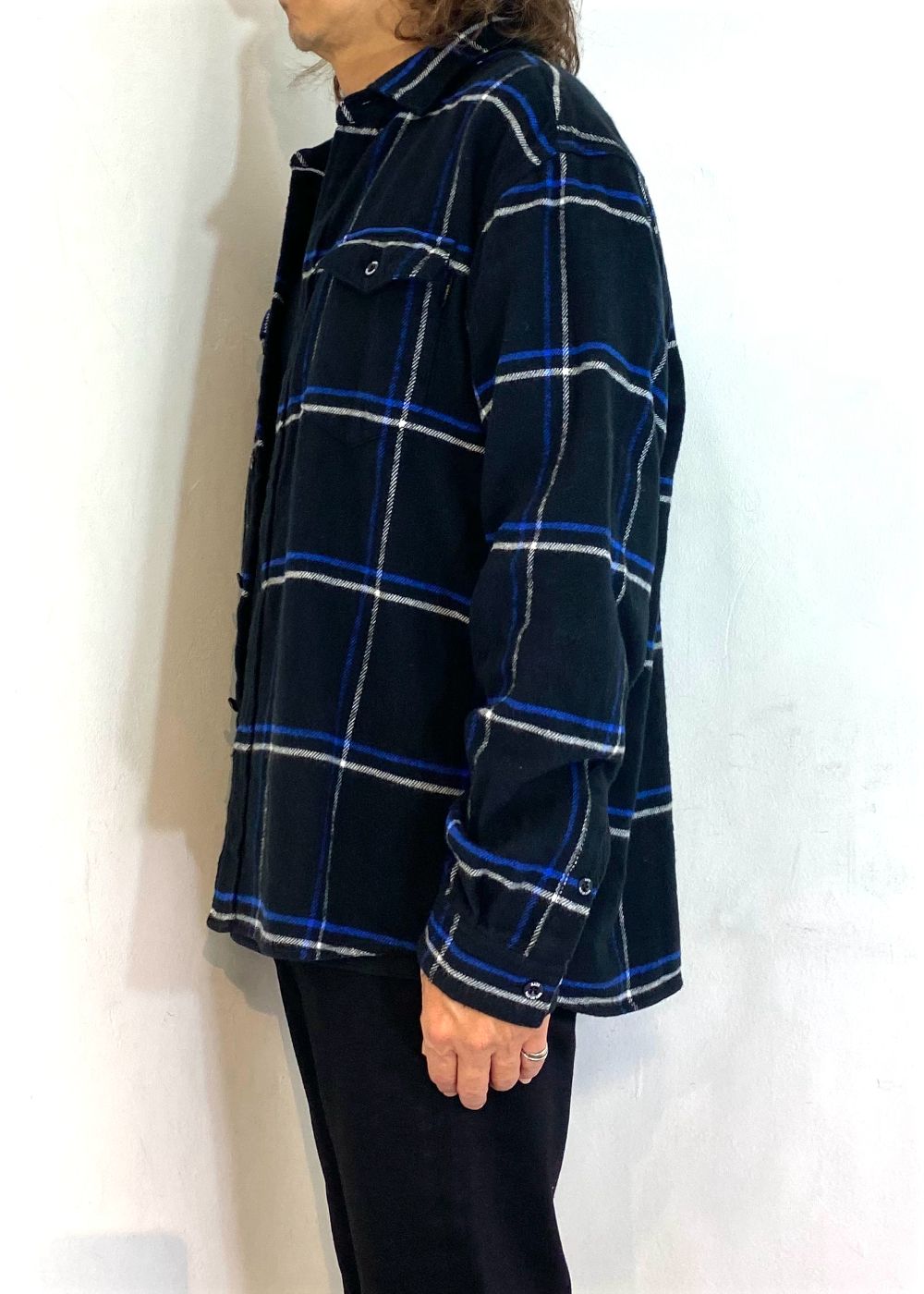 RATS - COTTON FLANNEL CHECK SHIRT (BLUE CHECK) / チェック コットン