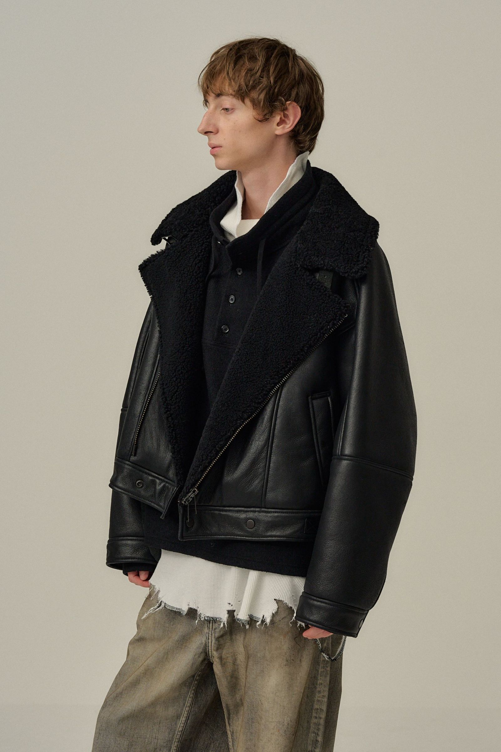 ANCELLM - MOUTON DOUBLE JACKET | BLACK | ムートンジャケット | NapsNote