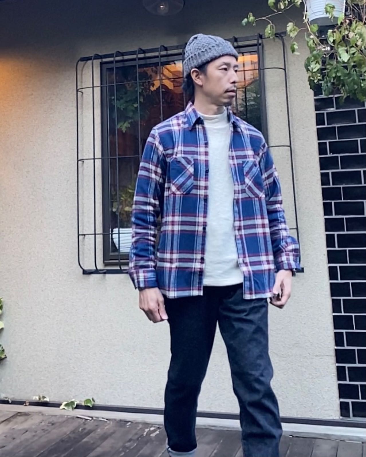 SUGAR CANE - TWILL CHECK L/S WORK SHIRT / ヘビーネルワークシャツ