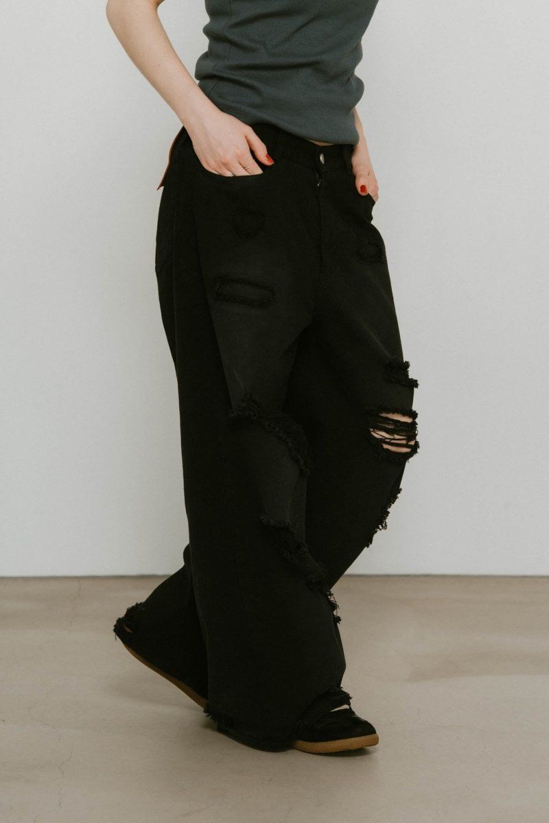Knuth Marf - damage denim pants / ダメージ デニムパンツ (ブラック