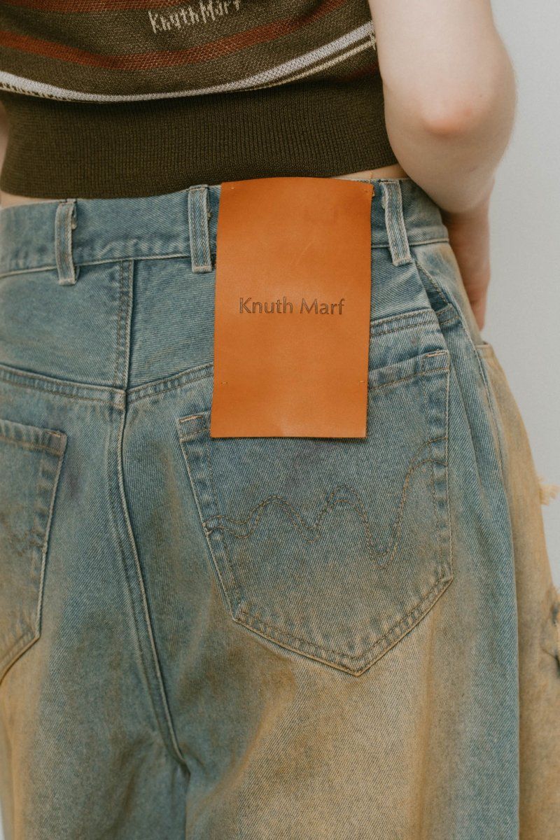 Knuth Marf - damage denim pants / ダメージ デニムパンツ (サックス