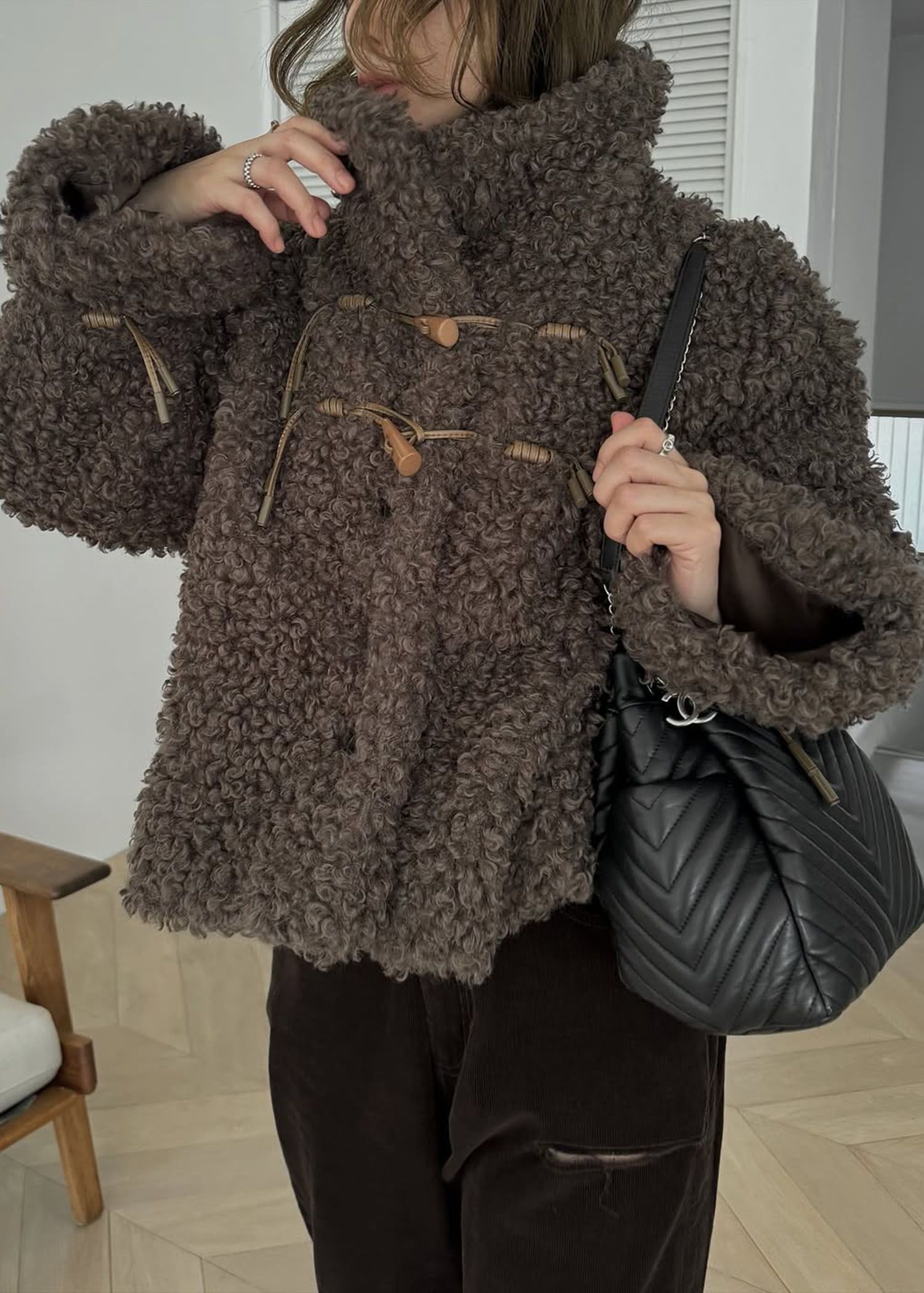 WILLFULLY - poodle fur cord toggle short JK / プードルファー