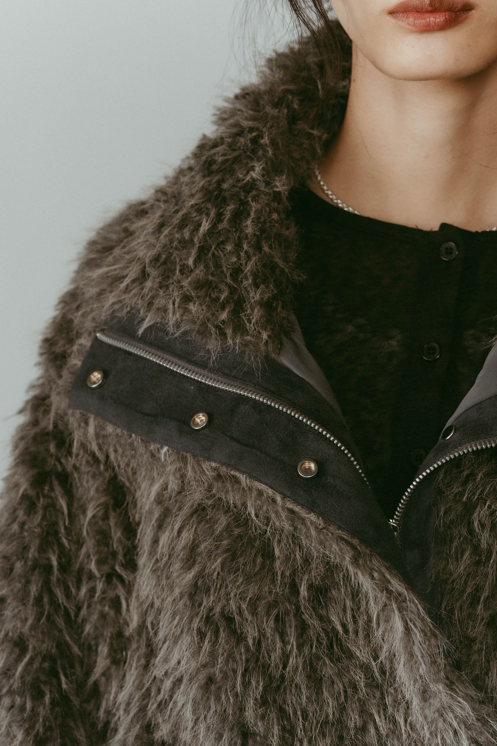 Knuth Marf - shaggy stand collar coat / シャギースタンドカラー