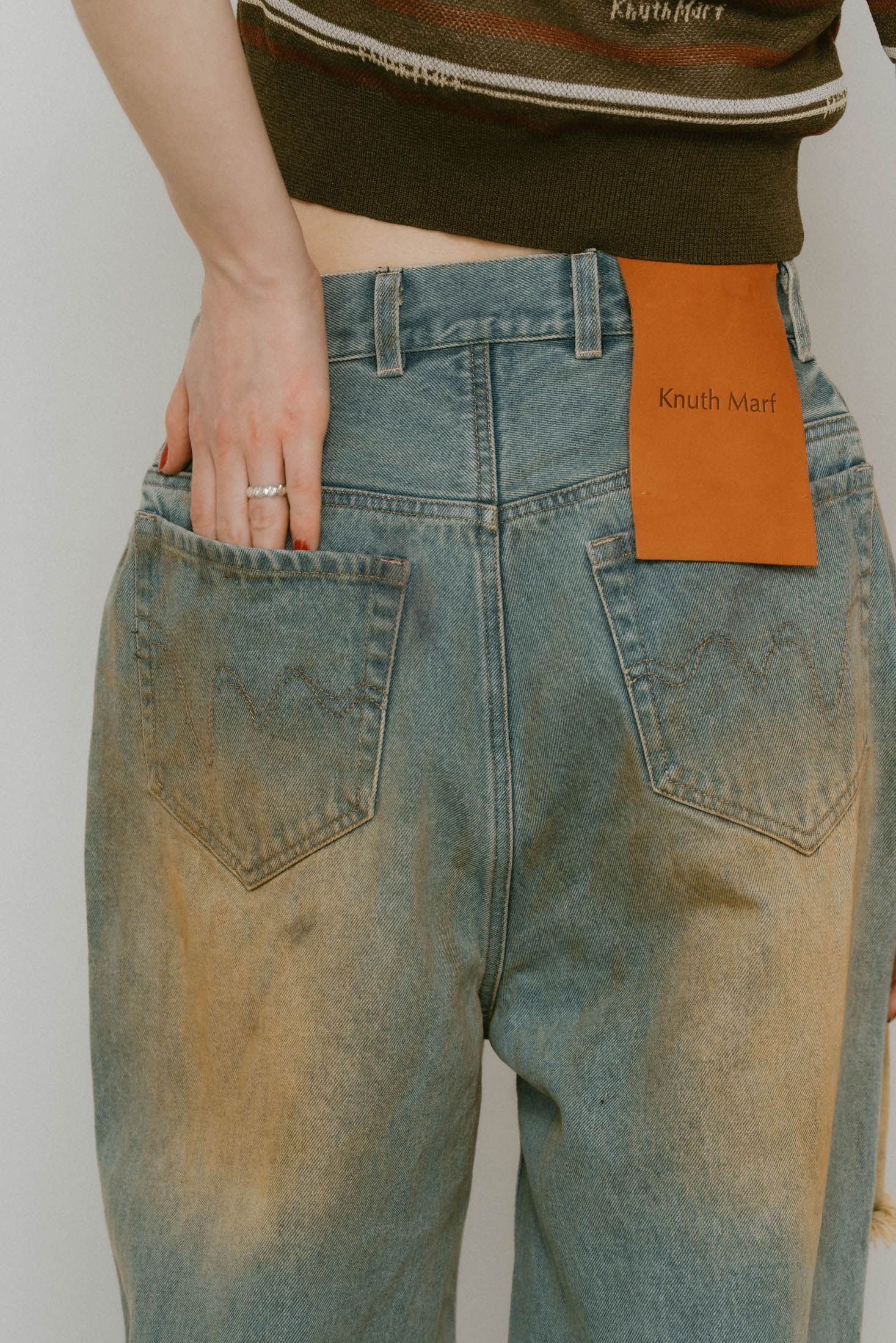 Knuth Marf - damage denim pants / ダメージ デニムパンツ (サックス