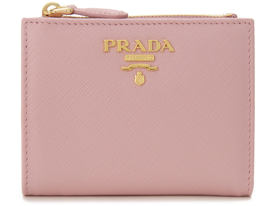 プラダ PRADA 二つ折り財布 サフィアーノ コンパクト 財布 ピンク｜の