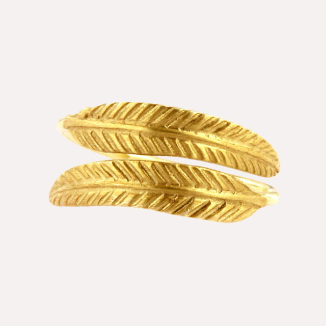 MESH オープンリング ゴールドフェザー フリーサイズ シルバー925 18K