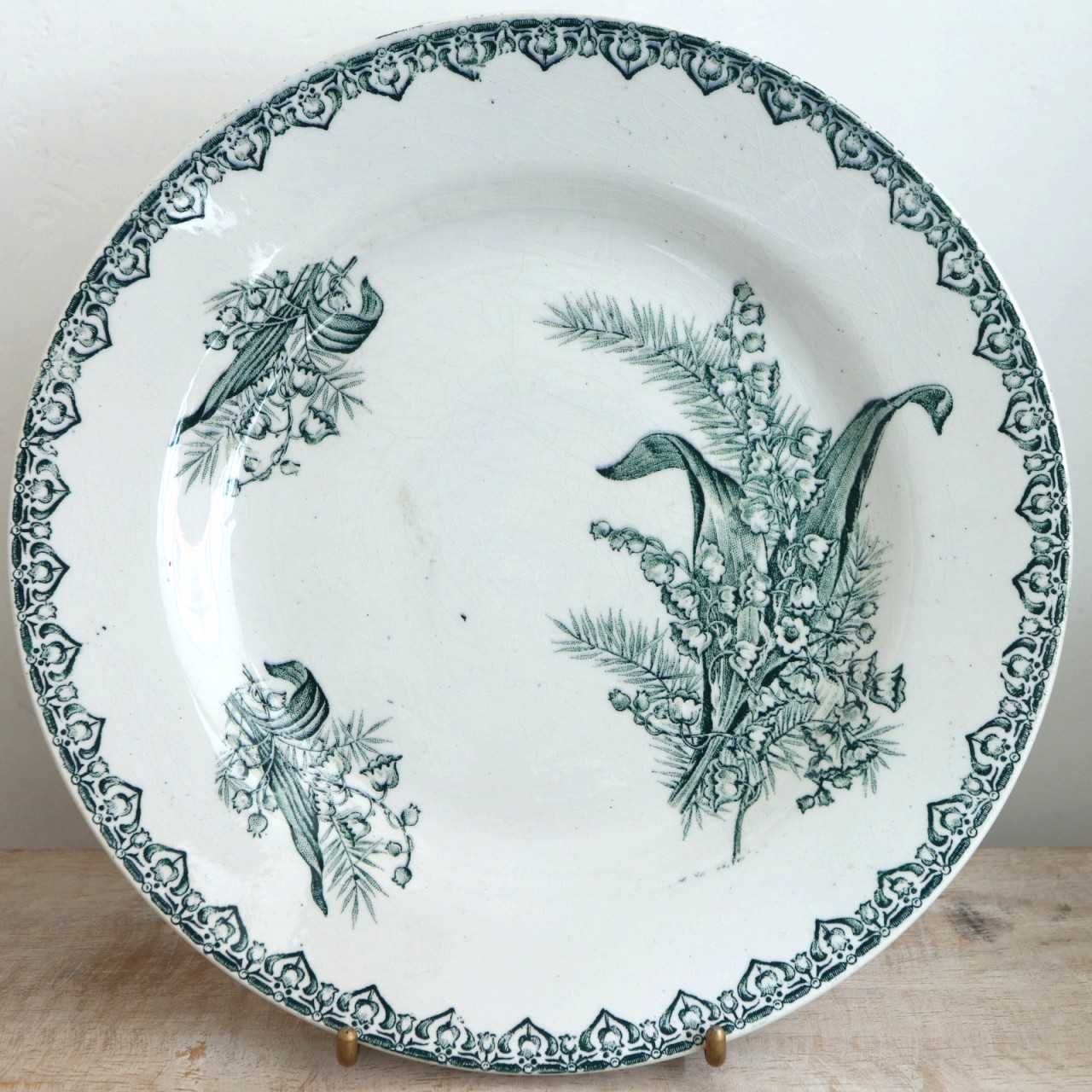 アンティーク プレート スズラン 皿 MUGUET フランス サンタマン製 ST