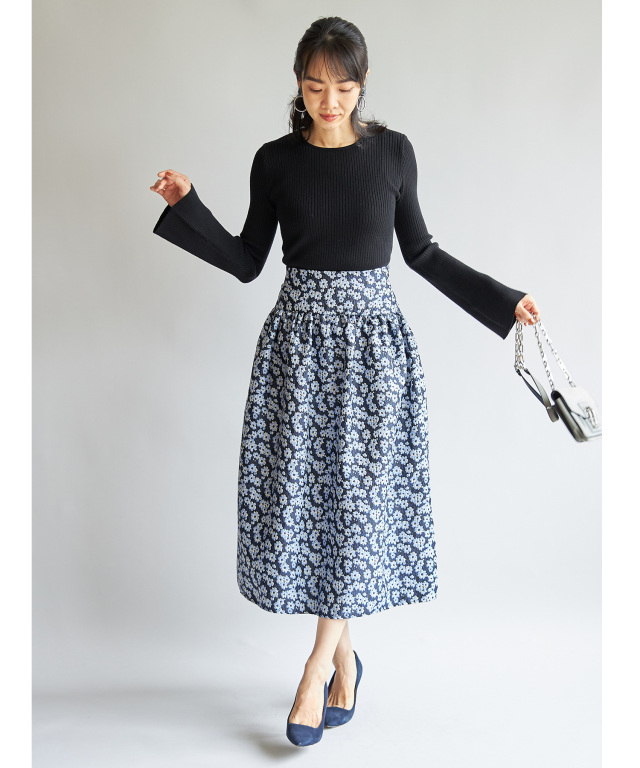 マシェリコラボ》フラワージャガードスカート