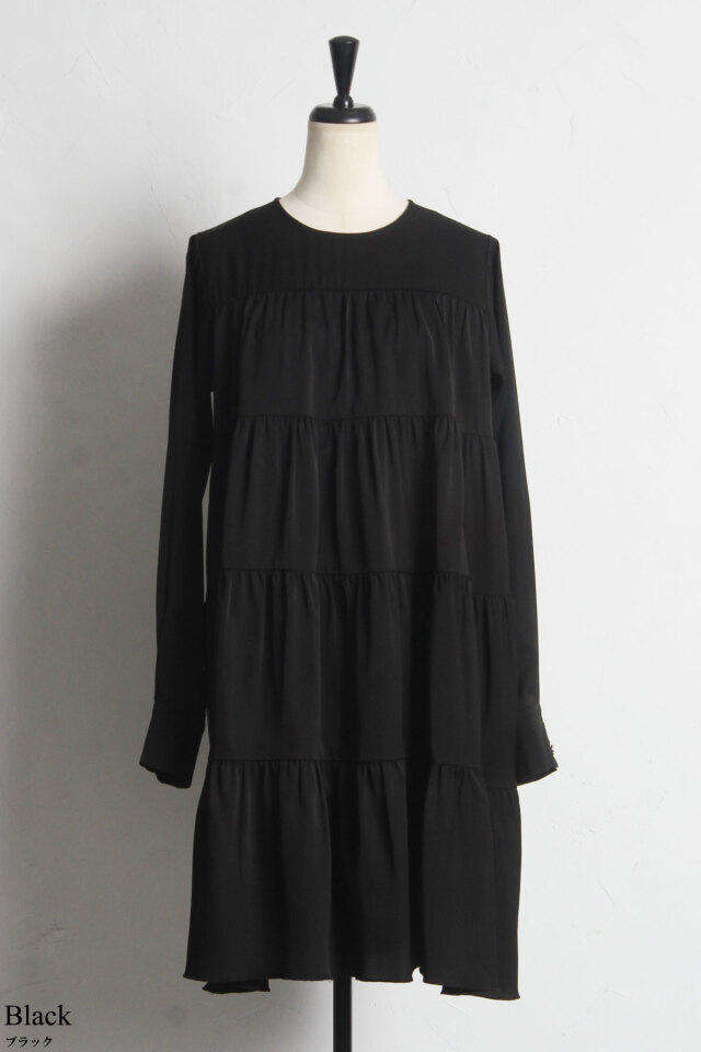 ギャザーティアードミニワンピース
