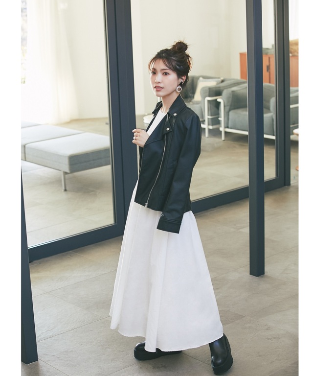 フェイクレザーダブルライダースジャケット