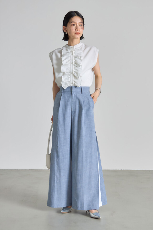 バイカラーサイドフレアパンツ