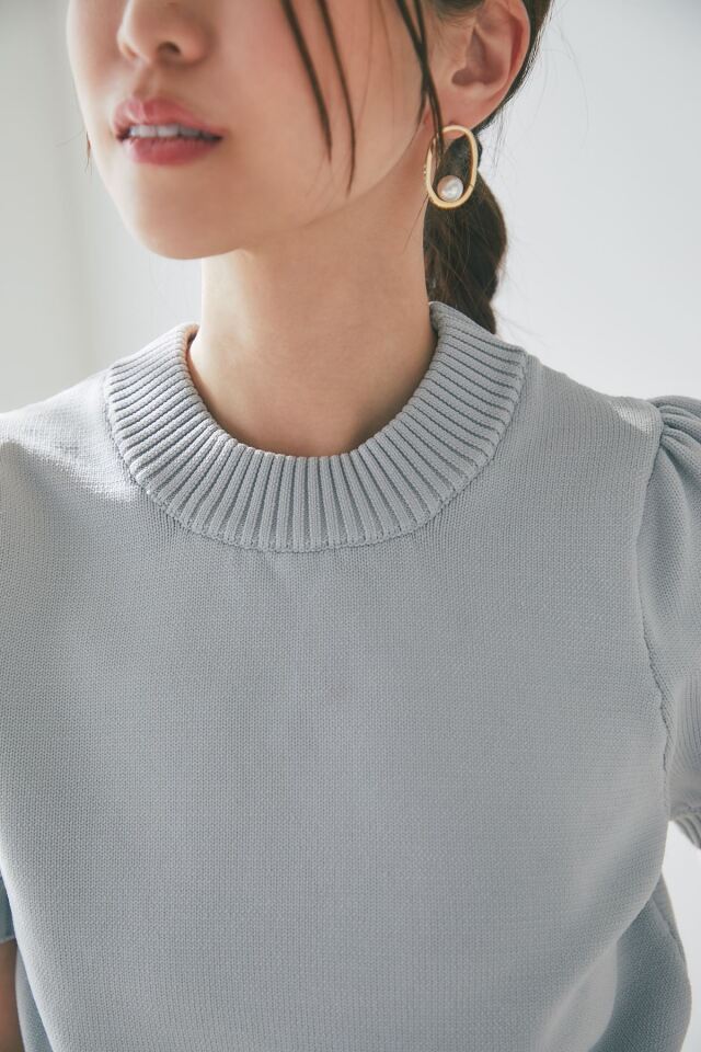 マシェリコラボ】半袖パフスリーブニット