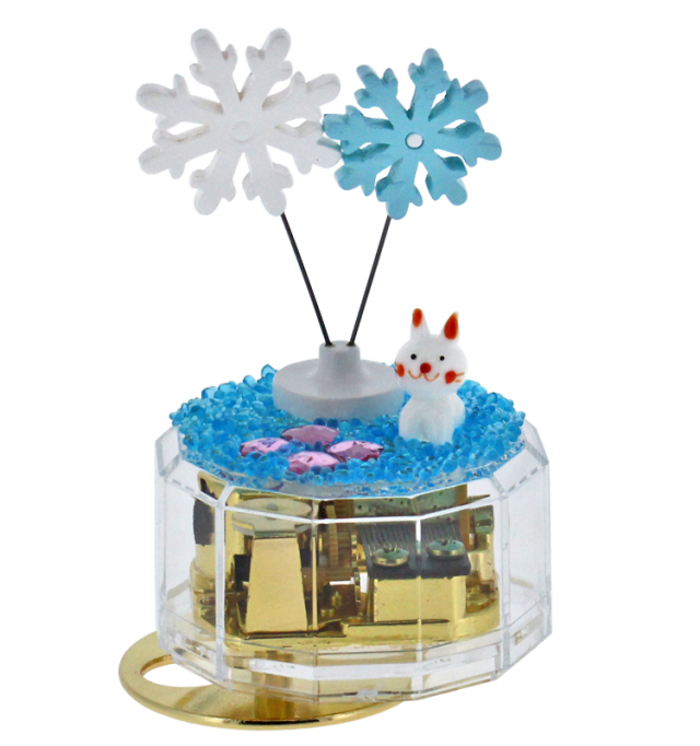 フィギュアが選べるクリアケース手作りオルゴールキット【雪の結晶と動物】