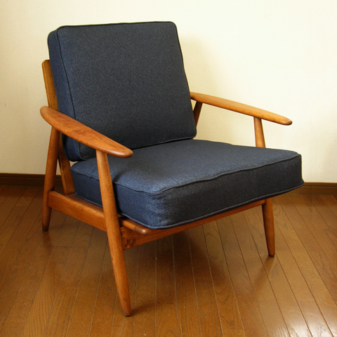 木枠1人掛けソファ ネイビー｜北欧ヴィンテージ家具インテリア通販