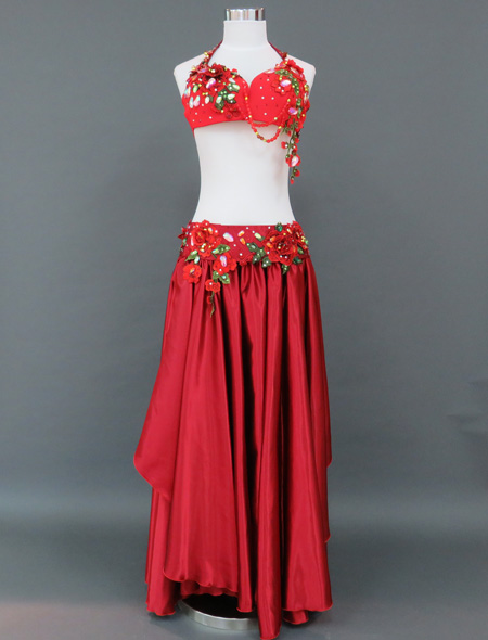 ベリーダンス衣装】女性の美しさを高める真紅！薔薇のように美しい