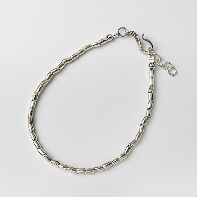 カレンシルバー シンプル パイプビーズ ブレスレット メンズ シルバー