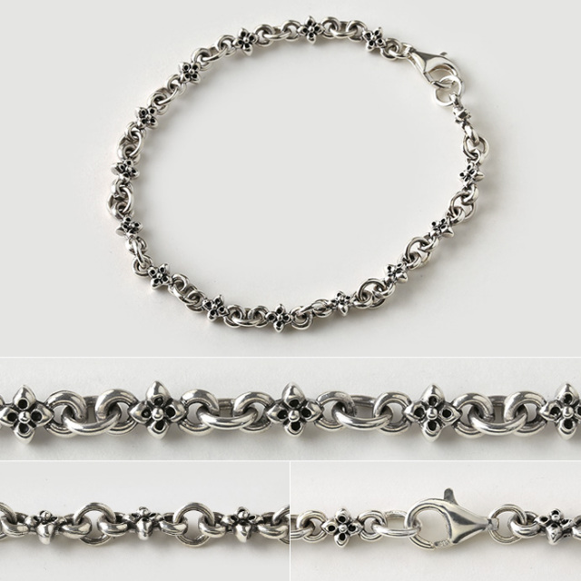 フラワー クロス チェーン ブレスレット シルバー アクセサリー