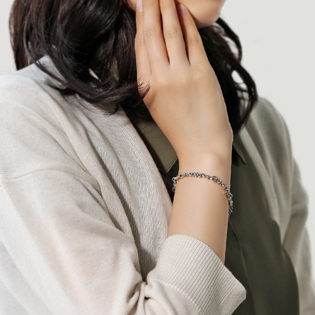 フラワー クロス チェーン ブレスレット シルバー アクセサリー