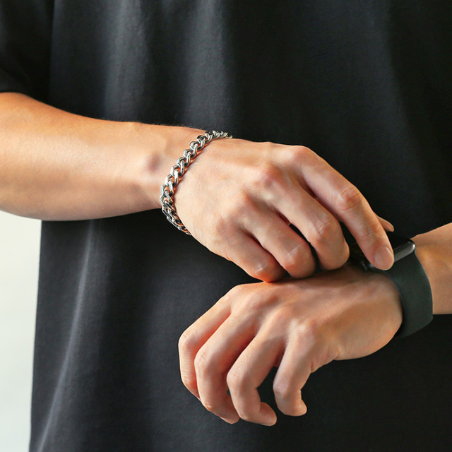 9.5mm 2面カット 喜平 ブレスレット シルバー925 アクセサリー