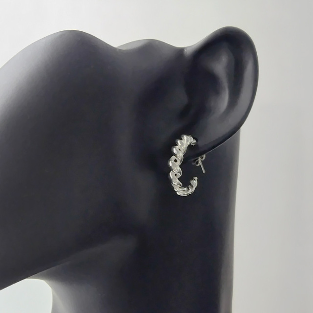 ダブル スパイラル フープピアス メンズ レディース シルバー925