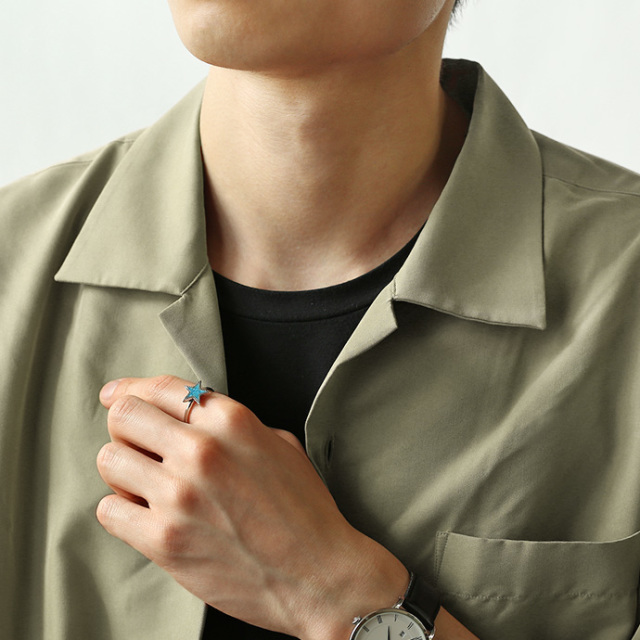 クラッシュ ターコイズ ネイティブ スター リング シルバー