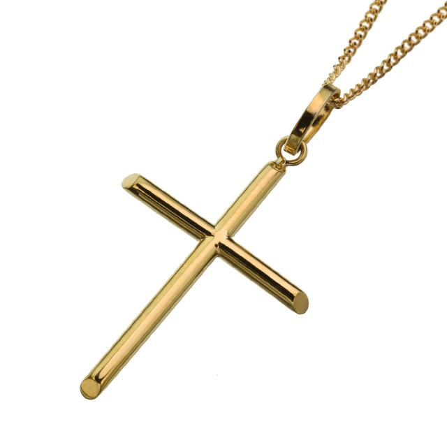 K18 ゴールド スティック クロス ペンダント ≪1.2mm喜平チェーン割引