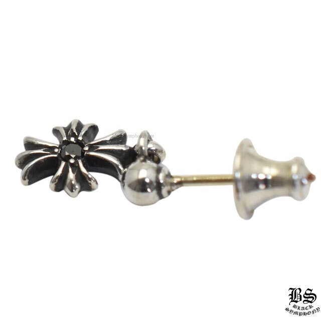 クロムハーツタイニーECHプラスドロップイヤリングwithブラック