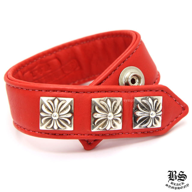 クロムハーツ3ボタン2スナップブレスレットピラミッドクロスボタ